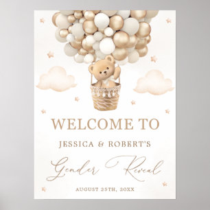Póster Oso de peluche con globos neutros Revelación de gé