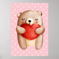 Oso de peluche con un corazón rojo