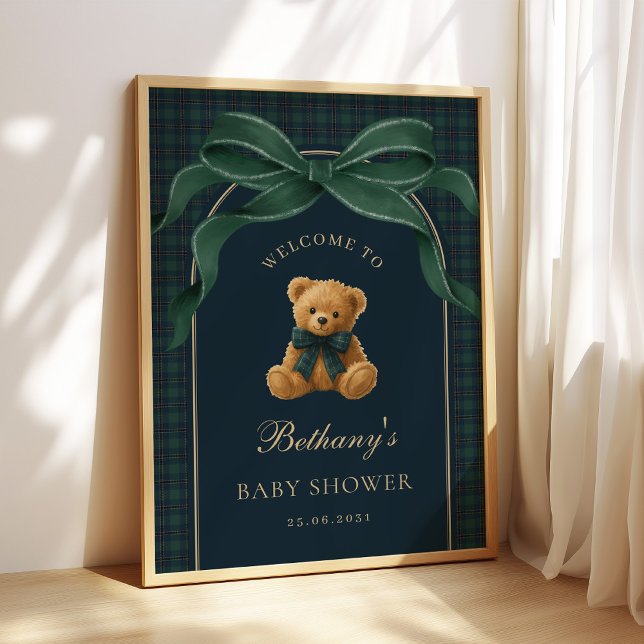 Póster Oso de peluche de cuadros verdes clásico Bienvenid (Subido por el creador)