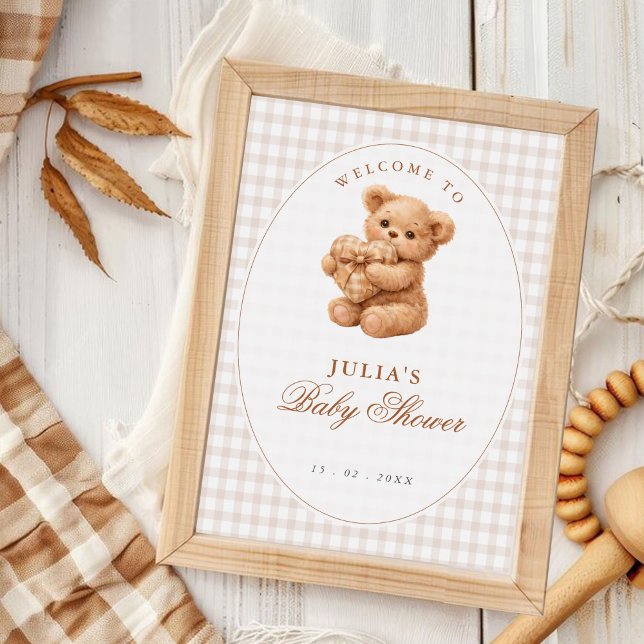 Póster Oso de peluche de gingham marrón, papel para baby  (Subido por el creador)