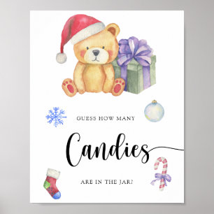 Póster Oso de peluche de invierno - adivina cuántas golos