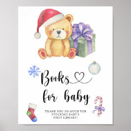 Póster Oso de peluche de invierno, cartel de libros para