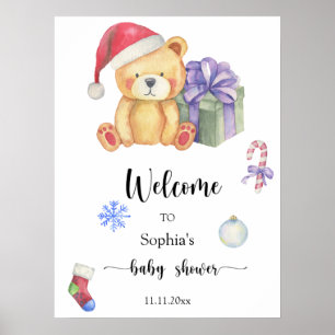 Póster Oso de peluche de invierno - Ducha de bebé de bien