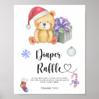 Oso de peluche de invierno - poster de rifa de pañ