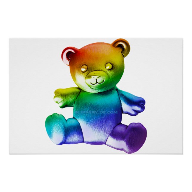 Póster Oso de peluche de metal cepillado SlipperyJoe's gr (Anverso)