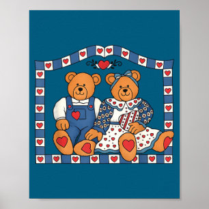 Póster Oso de peluche divertido con marco de los 90