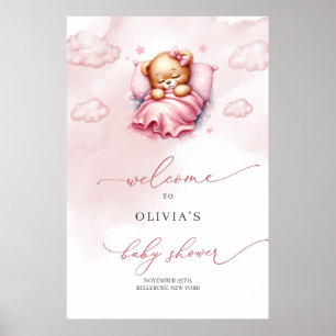 Póster Oso de peluche dormido sobre la bienvenida de la n