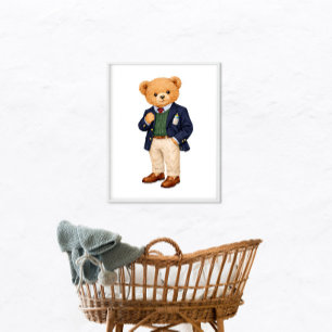 Póster Oso de peluche elegante y refinado de polo