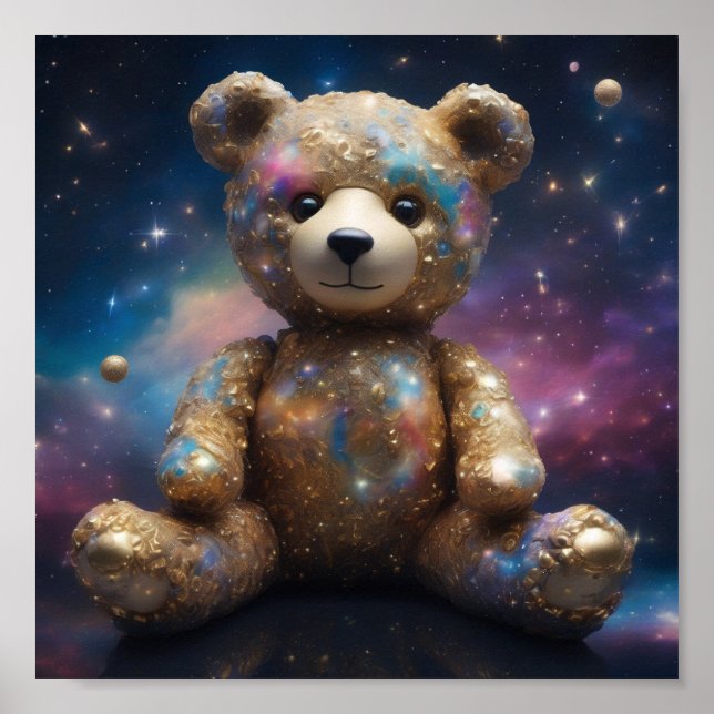 Póster Oso de peluche en el espacio (Frente)