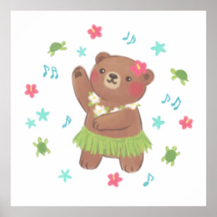 Póster Oso de peluche en el Ilustracion de Hawái