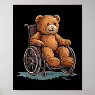 Póster Oso de peluche en silla de ruedas para niños
