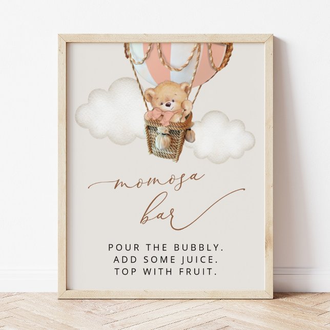 Póster Oso de peluche, globo de aire caliente rosado, bar (Subido por el creador)