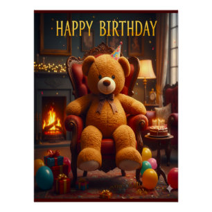 PÓSTER OSO DE PELUCHE GRANDE FELIZ CUMPLEAÑOS