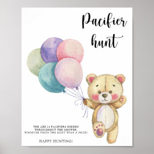 Póster Oso de peluche - juego de búsqueda de chupete en l