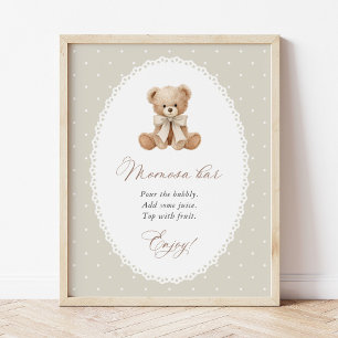 Póster Oso de peluche, lazo, lunares beige, barra de Momo