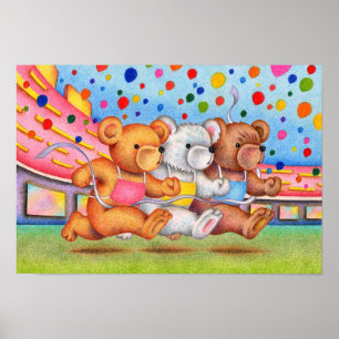 Póster Oso de peluche línea de meta.