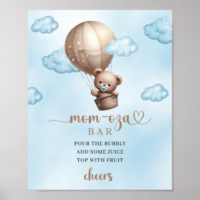 Póster Oso de peluche marrón globo de aire caliente de la (Frente)