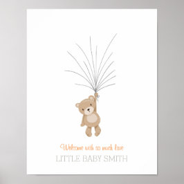 Póster Oso de peluche naranja para libro de invitados de 