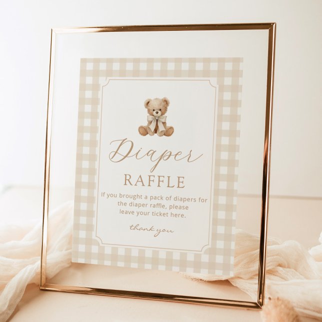 Póster Oso de peluche neutral Diaper rifa Gingham (Subido por el creador)