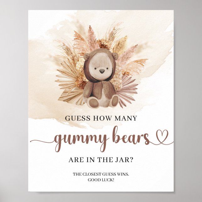 Póster Oso de peluche neutro adivina cuántos oso de goma (Frente)