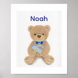 Póster Oso de peluche personalizado con nombre de niño pa