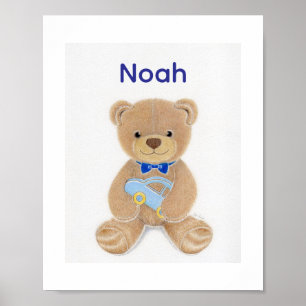 Póster Oso de peluche personalizado con nombre de niño pa