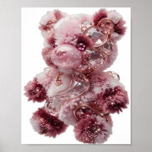 Póster Oso de peluche plateado de moda OSO DE PELUCHE HER