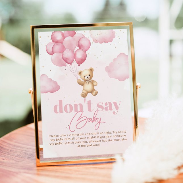 Póster Oso de peluche rosa de los globos rosados No digas (Subido por el creador)