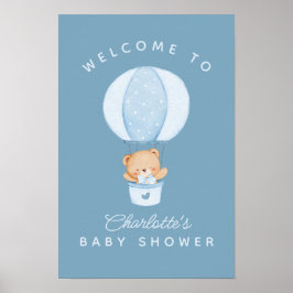 Póster Oso de peluche simple globo azul