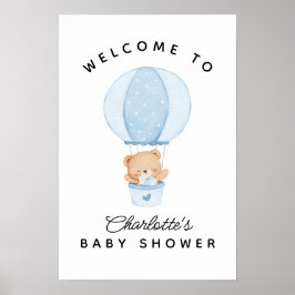 Póster Oso de peluche simple globo azul
