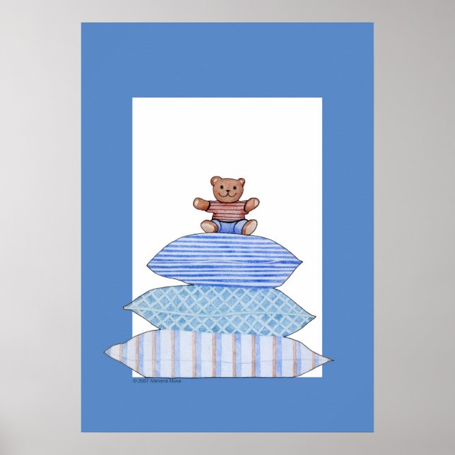 Póster Oso de peluche sobre cojines (Frente)