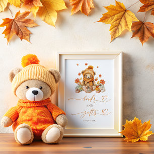 Póster Oso de peluche y calabazas libros y regalos
