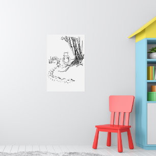 Póster Oso de pooh clásico y lechón caminando por el Post