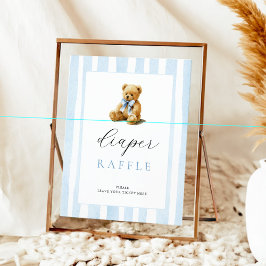 Póster Oso de Rayas Azules Baby Shower Rifra de Pañales 