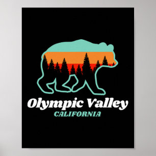 Póster Oso de Snowboard en el Valle Olímpico de Californi
