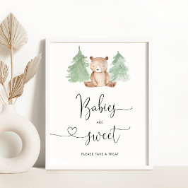 Póster Oso de Woodland Los bebés son dulces, dan un gusto