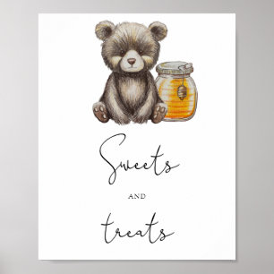 Póster Oso - dulces y golosinas baby shower