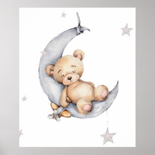 Póster - Oso durmiendo en la luna creciente