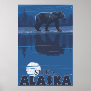 Póster Oso en claro de luna - Sitka, Alaska