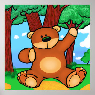 Póster Oso en praderas