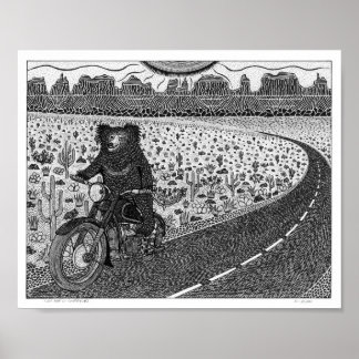 Póster Oso eslovaco en motocicleta #2 Poster