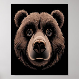 Póster Oso Face Halloween Disstume Oso Marrón Niños Anima