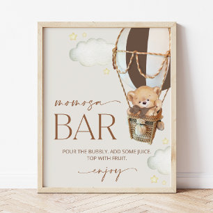 Póster Oso, globo marrón, globo de aire caliente, bar Mom