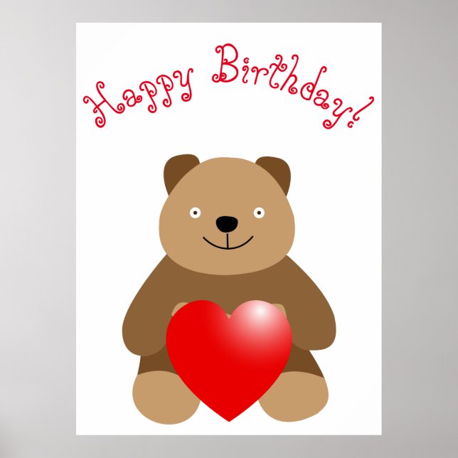 Póster Oso gracioso con corazón (Frente)