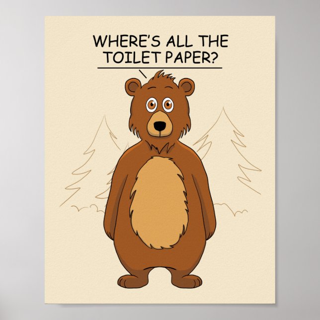 Póster Oso gracioso de papel higiénico (Frente)