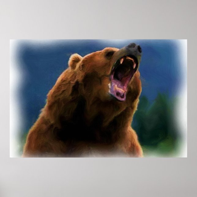 PÓSTER OSO GRIZZLY ROARING (Frente)