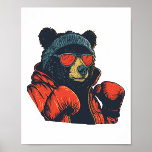 Póster Oso Guay Con Sombrillas Y Guantes De Boxeo Para Ni