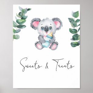 Póster Oso Koala - dulces y golosinas baby shower