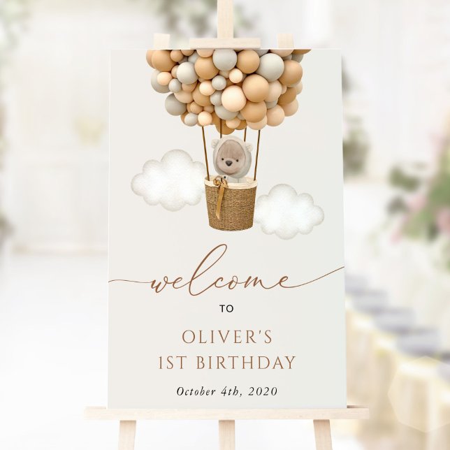 Póster Oso lindo, globos beiges, bienvenida de primer cum (Subido por el creador)