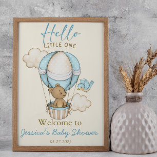 Póster Oso Lindo Hola Pequeño Cumpleaños Baby Shower